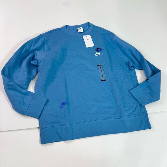 Nike Sweatshirt Men's XL NSW Futura Multi Swoosh Blue Crewneck DM8886-469 New - Picture 1 of 8